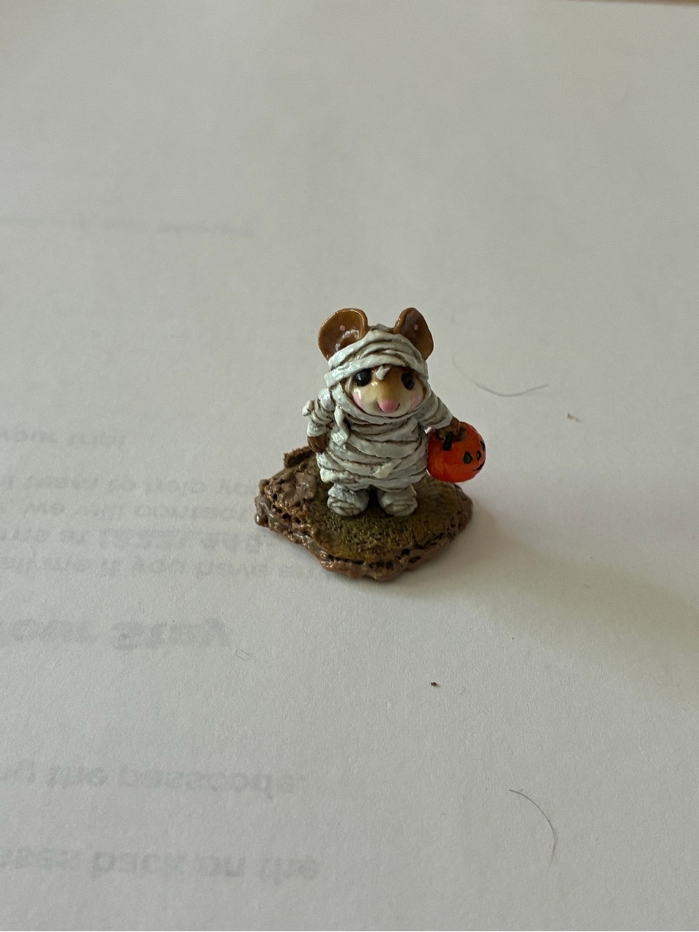 Small Pets Halloween Mummy Mouse Figurine - White and Brown